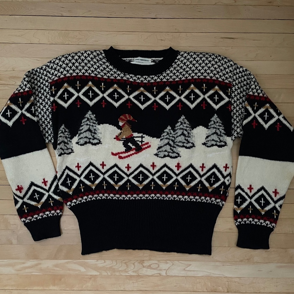Vintage Christopher & Banks embroidered Ski sweater